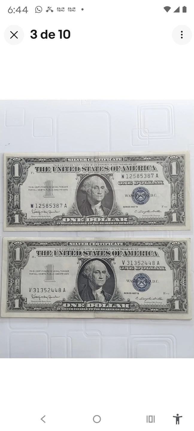 2x 1957 US Silver Certificate $1 Bills - photo 4