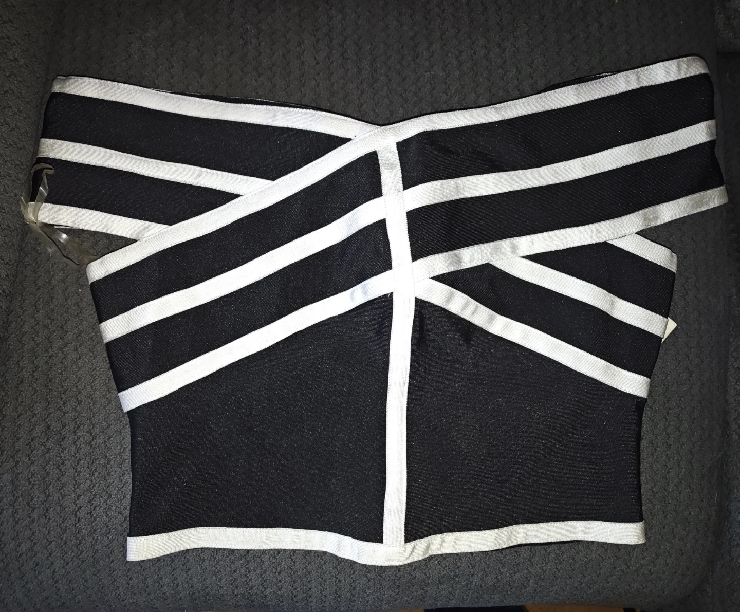 Black & White Strappy Off-the-Shoulder Akira Top