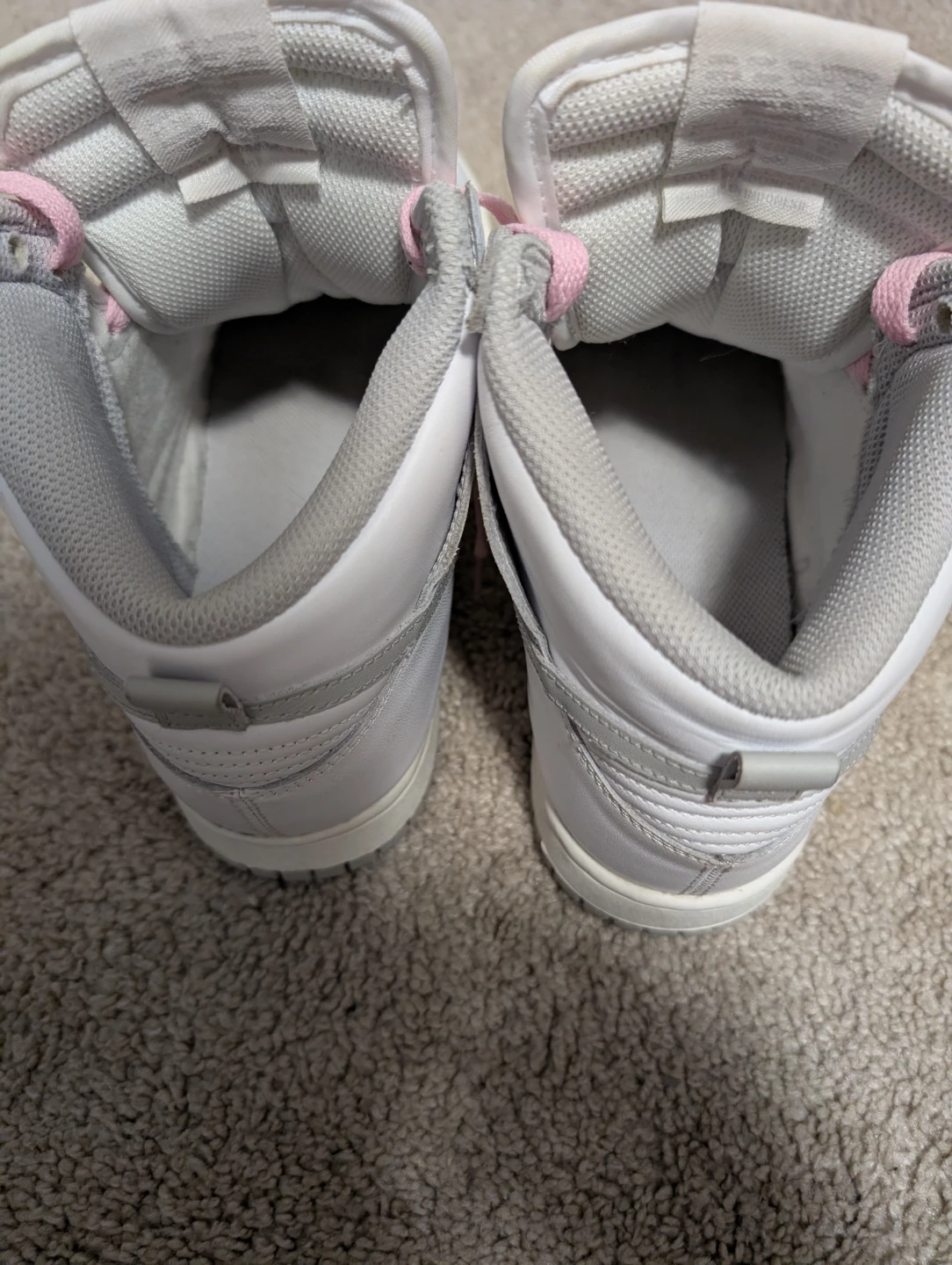 Nike Dunk High Top Sneakers White Pink Laces - photo 2