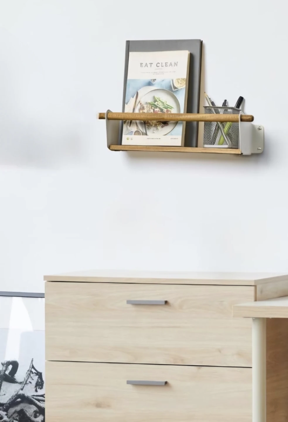 Acacia Wood Wall Mounted Floating Wall Shelves, 15"x0.8"x2.7" - photo 2