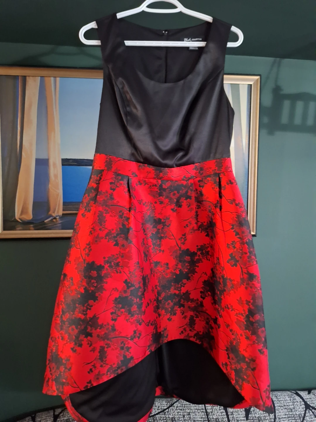 Black & Red Floral Hi-Low Dress