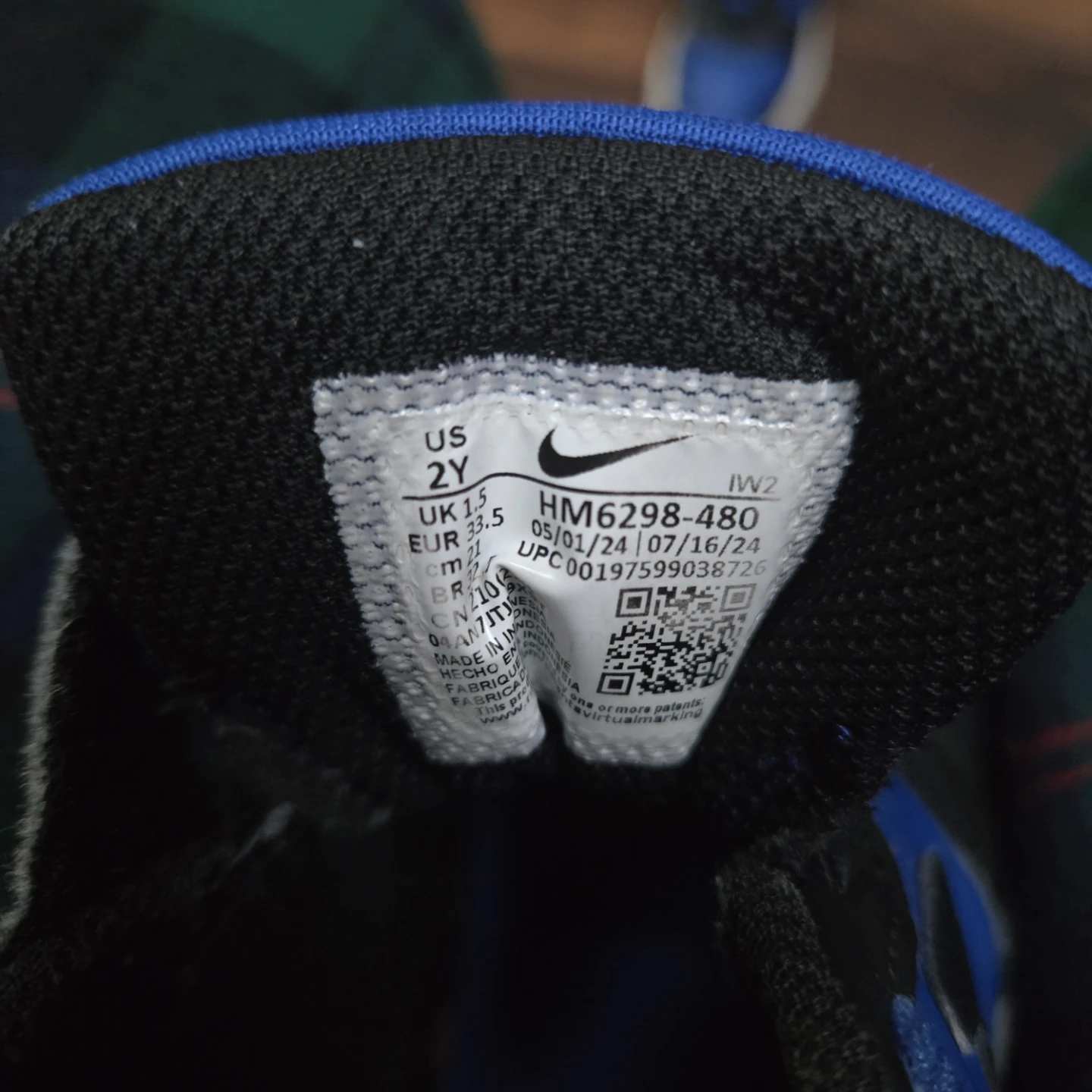 Nike HM6298-480 Kids Shoes Size 2Y Blue/Black - photo 2