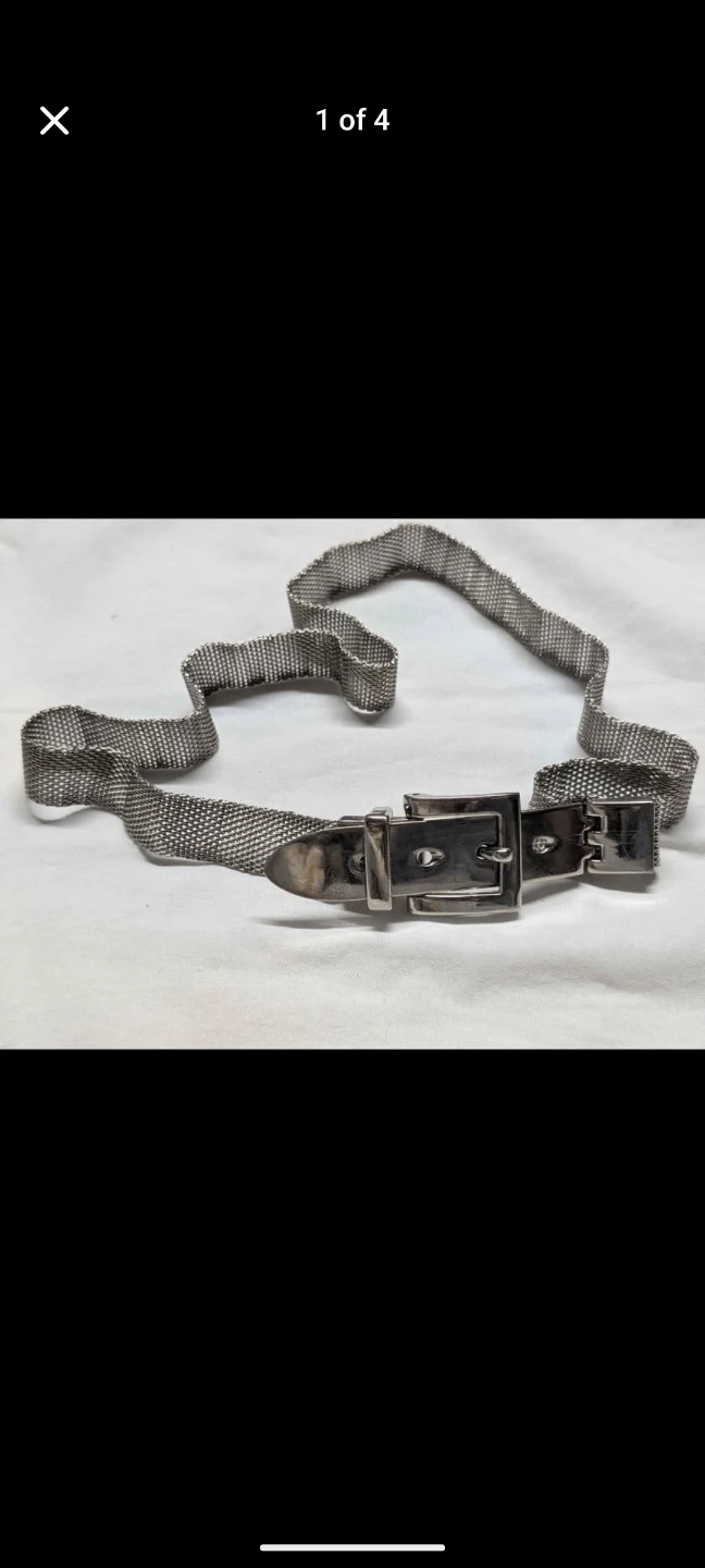 Vintage Silver Mesh Belt with Buckle M  free people