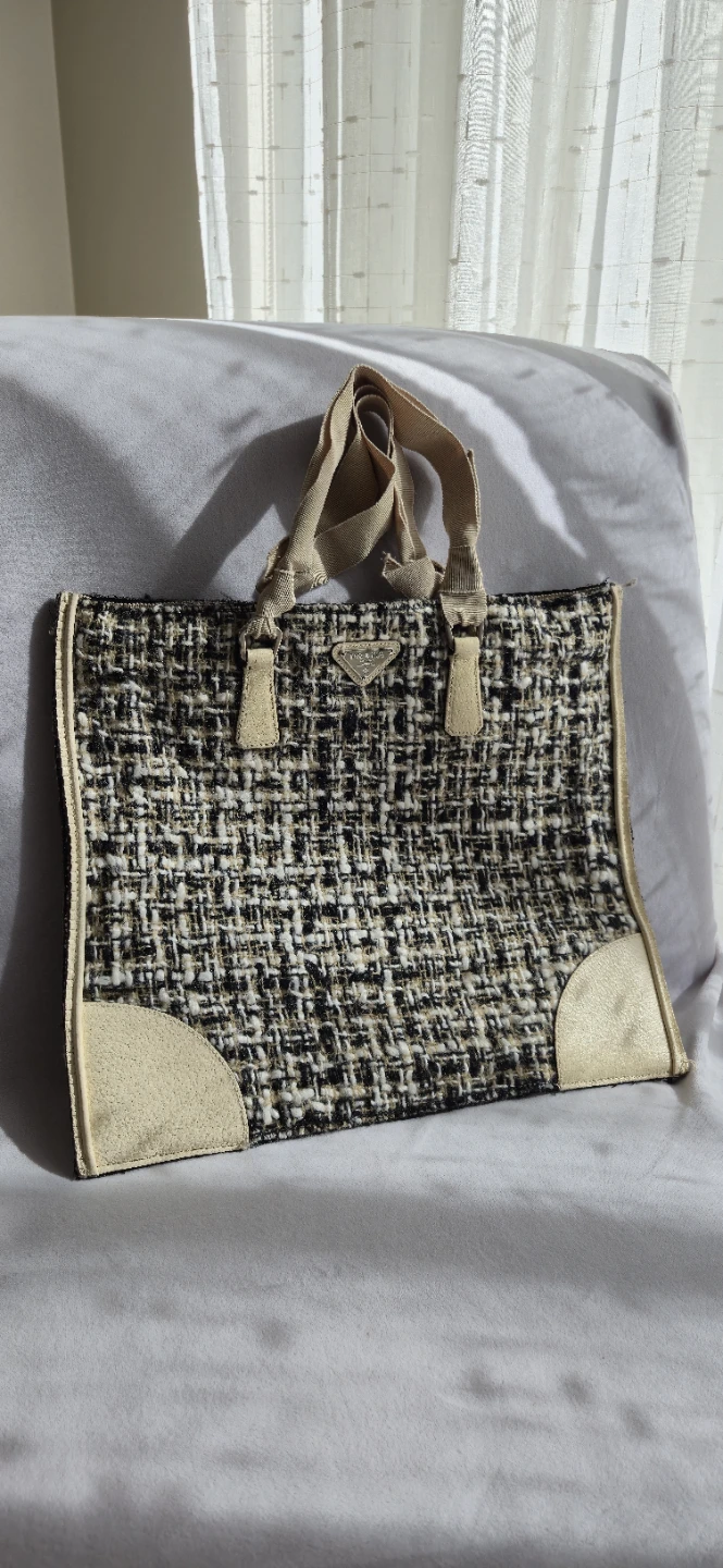 PRADA Tweed Tote Bag