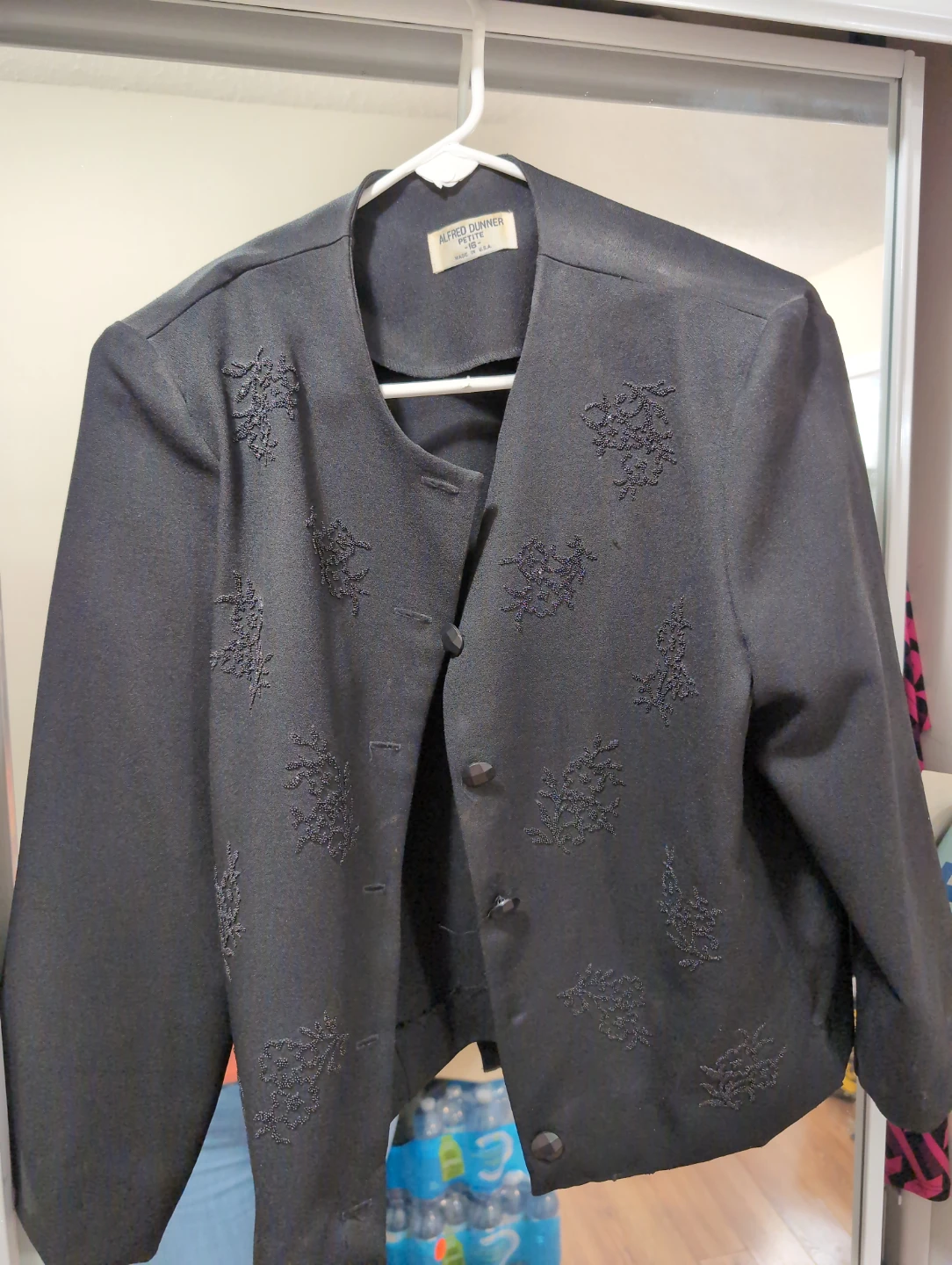 Alfred Dunner Petite Black Embroidered Blazer