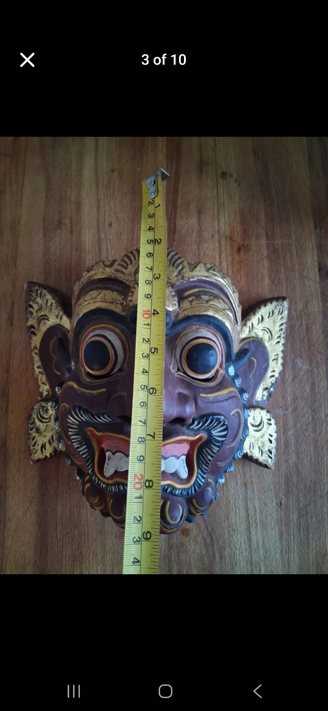 Hand Carved Wooden Mask Decoration - photo 3