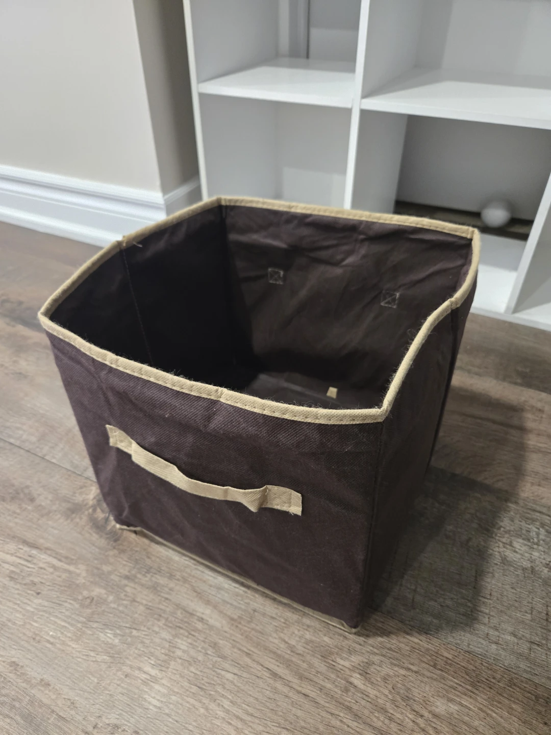 White Cube Shelf with Brown Storage Bin - photo 2