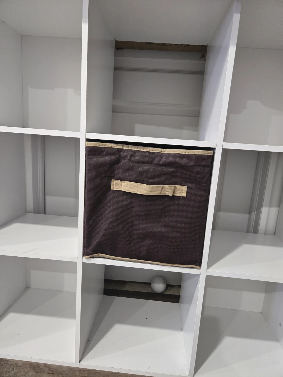 White Cube Shelf with Brown Storage Bin - photo 3