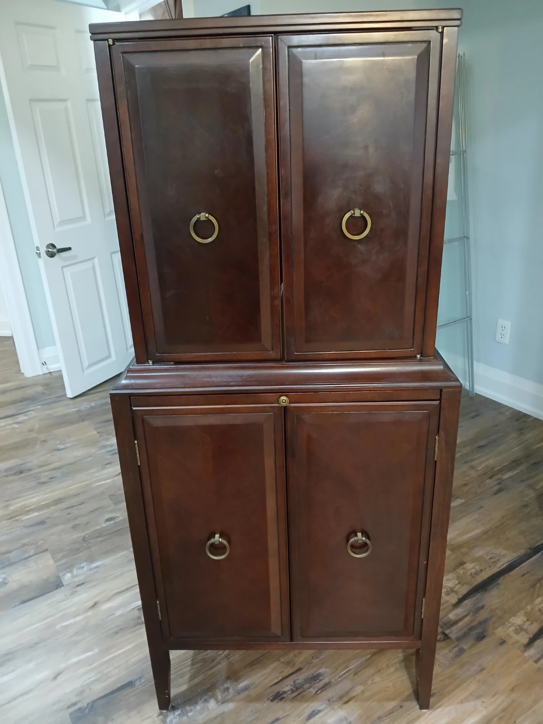 Dark Wood Bar Cabinet with Glass Shelves - photo 5