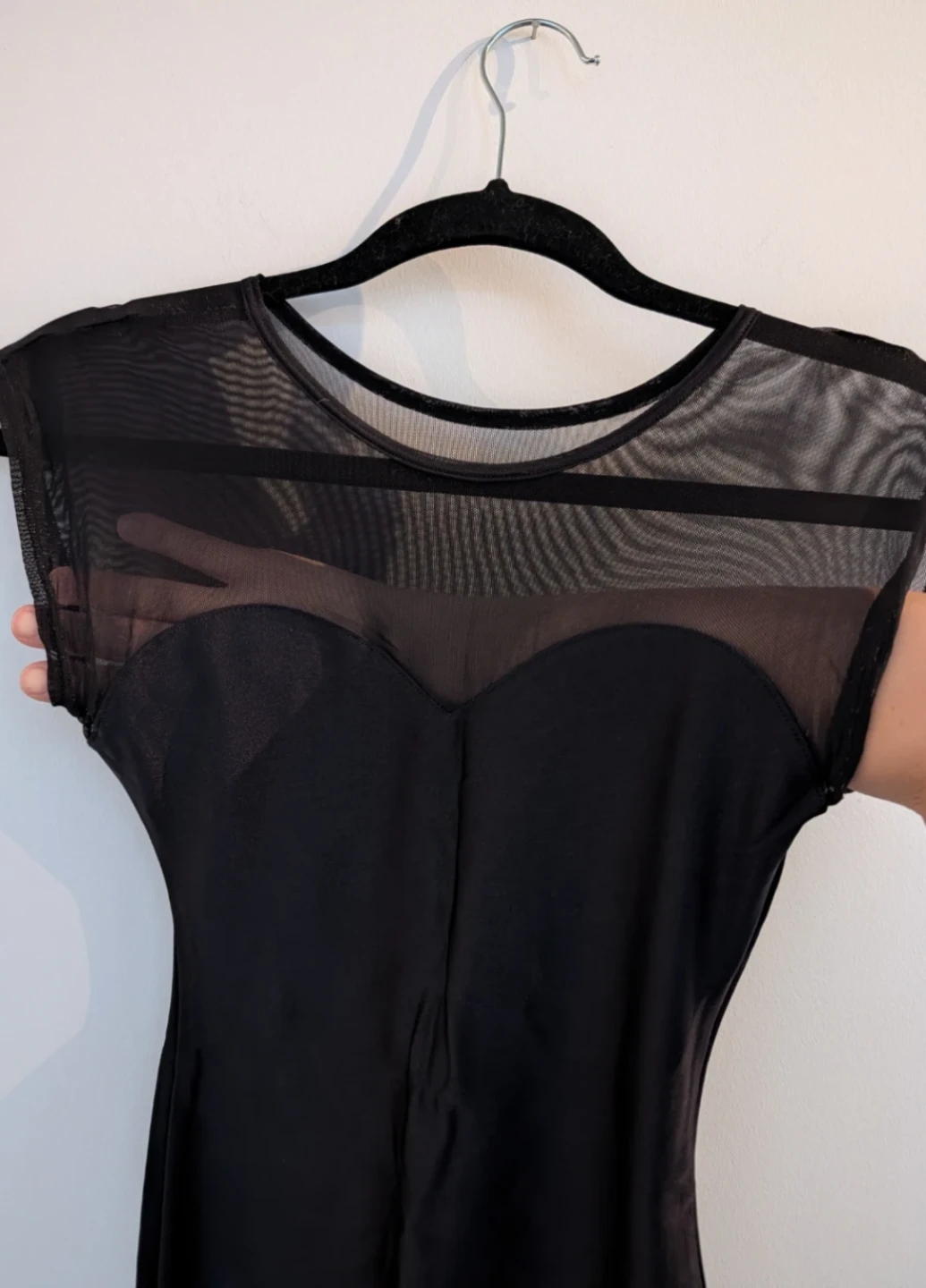 American Apparel Black Mesh Neckline Sheath Dress