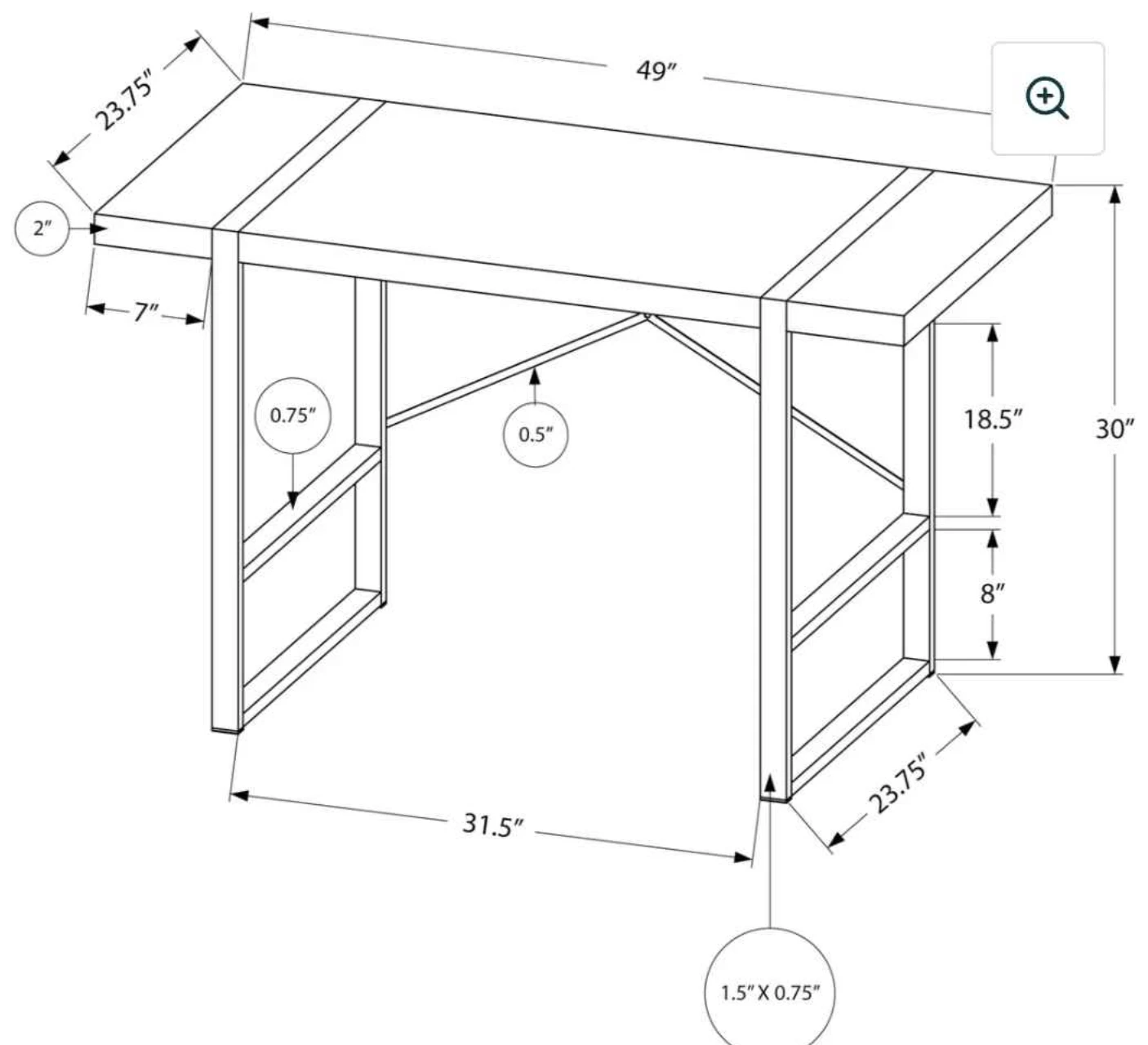 Monarch Computer Desk - Brown Reclaimed Wood/Black Metal - photo 2