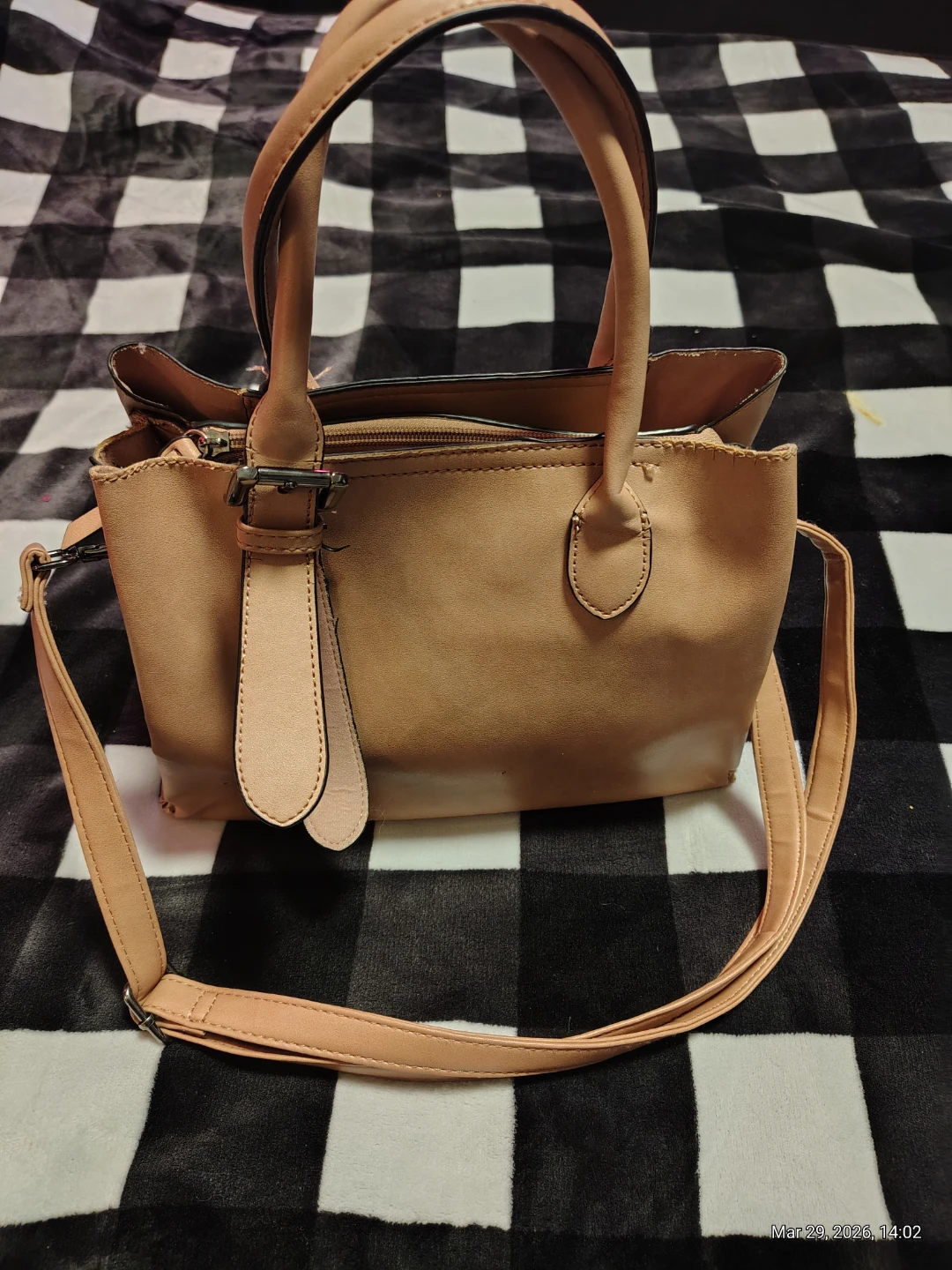 Dusty Rose Tote Handbag with Shoulder Strap