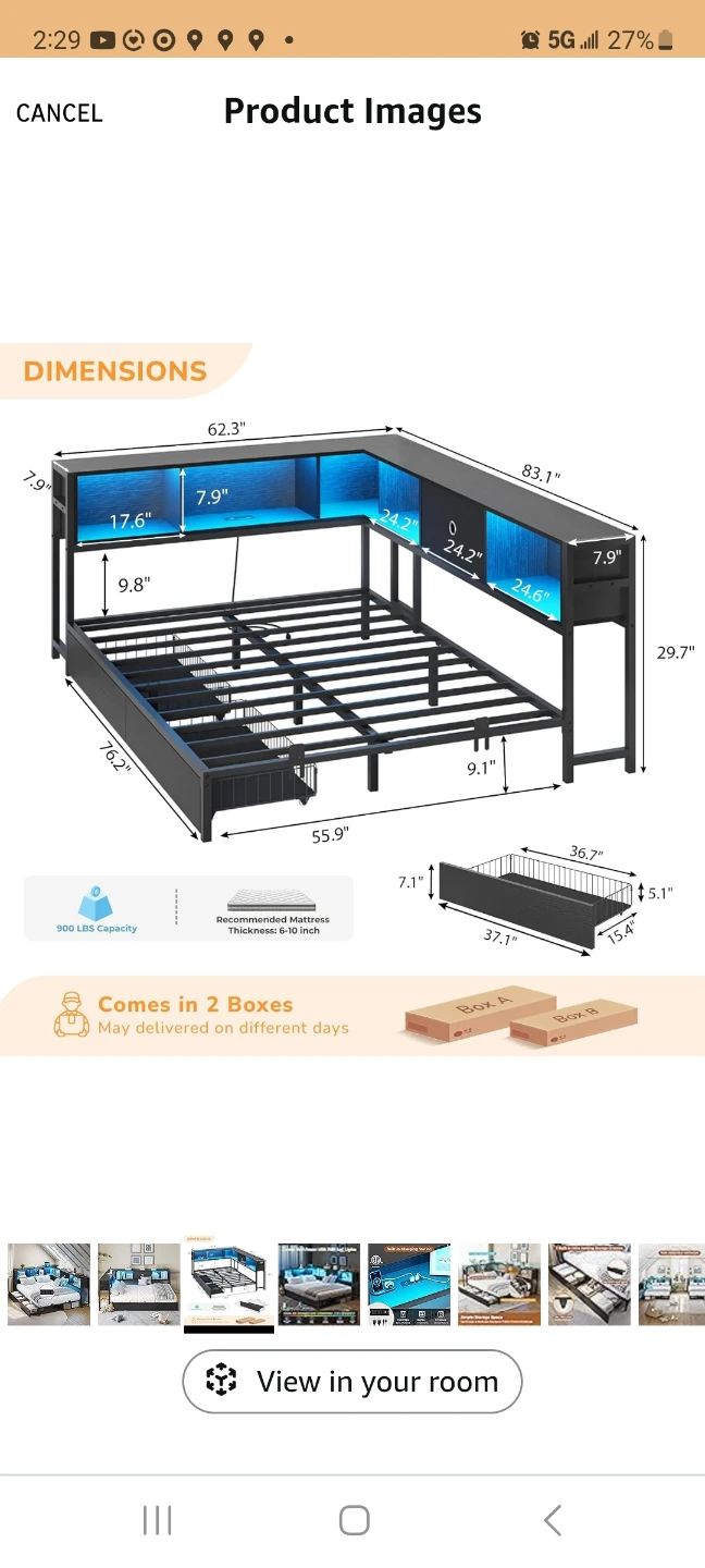 DICTAC Full Corner Bed Frame with Bookcase - photo 2