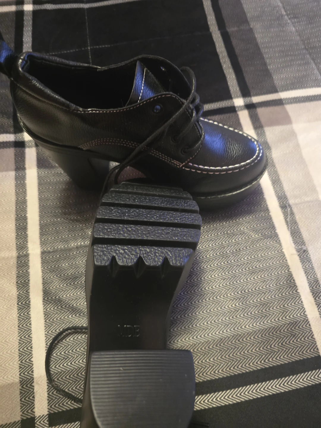 Black Platform Heeled Lace-Up Shoes - photo 4