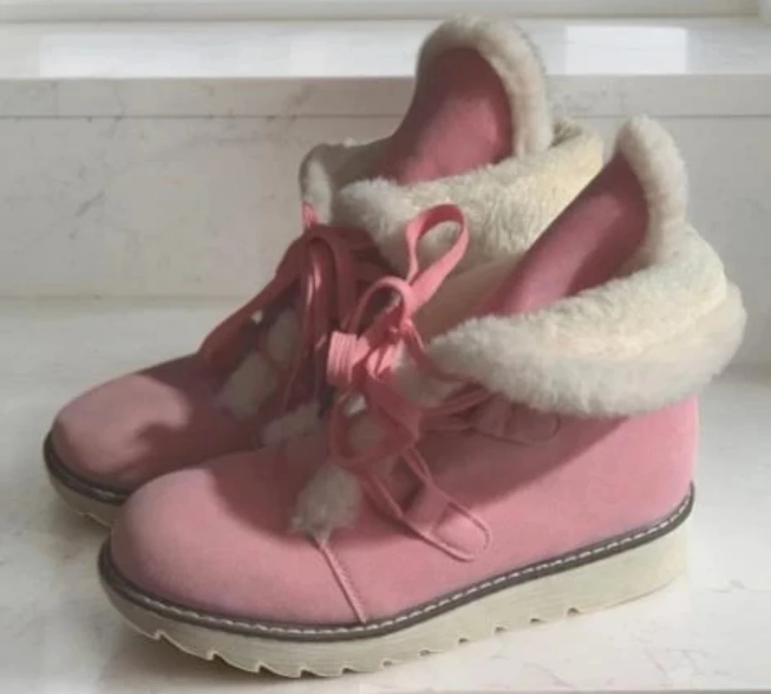 Pink Lace-Up Fur Lined Boots - photo 4