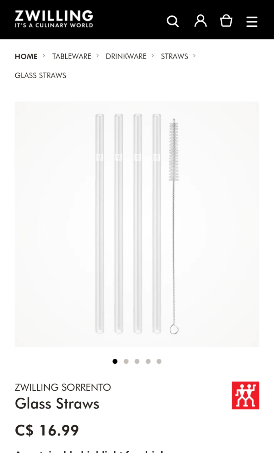 Zwilling Sorrento Glass Straws - 4 Pieces Straight