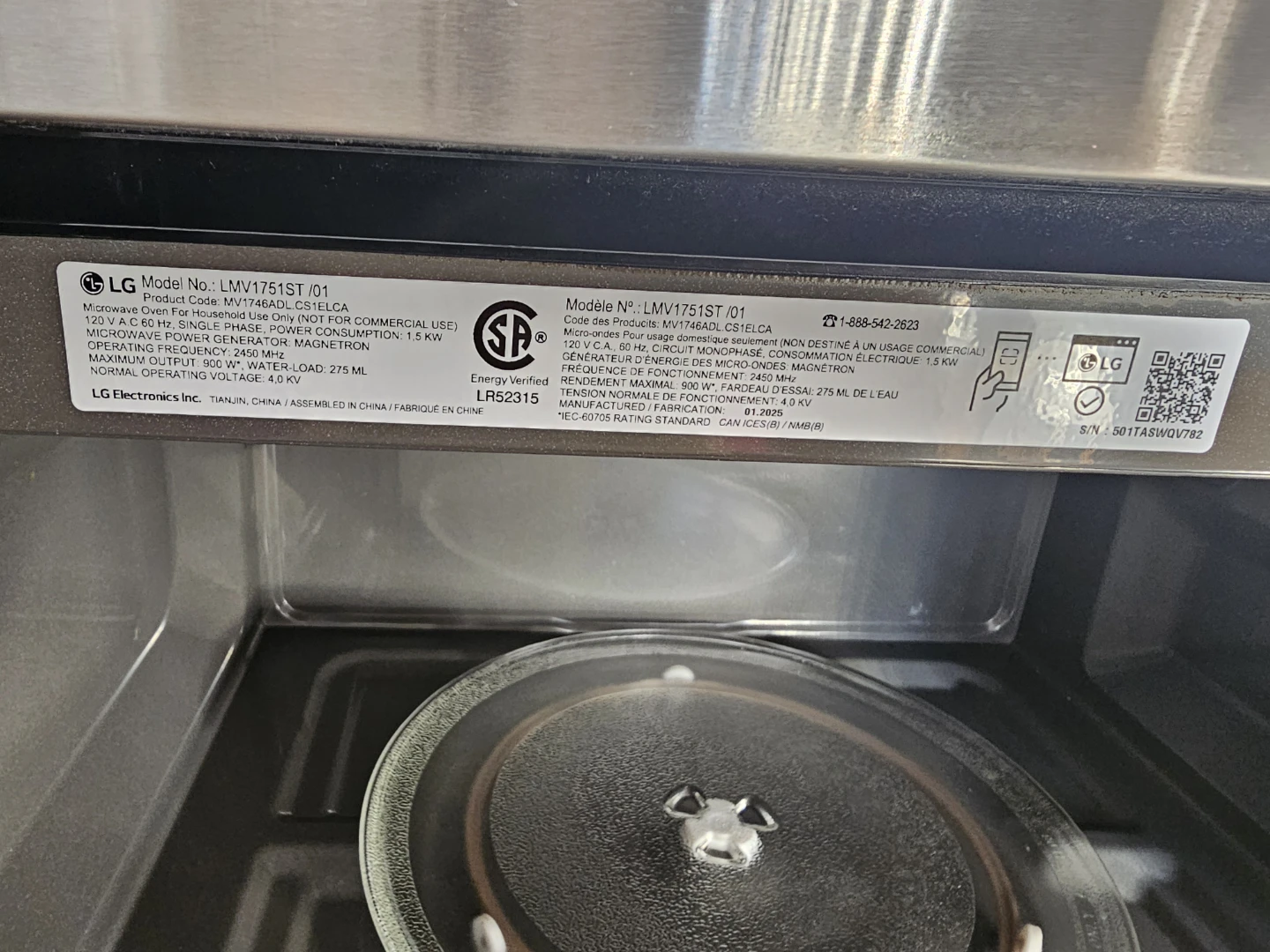 LG LMV1751ST Over-the-Range Microwave