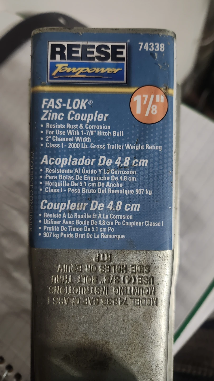 Reese Towpower FAS-LOK Zinc Coupler 1-7/8"