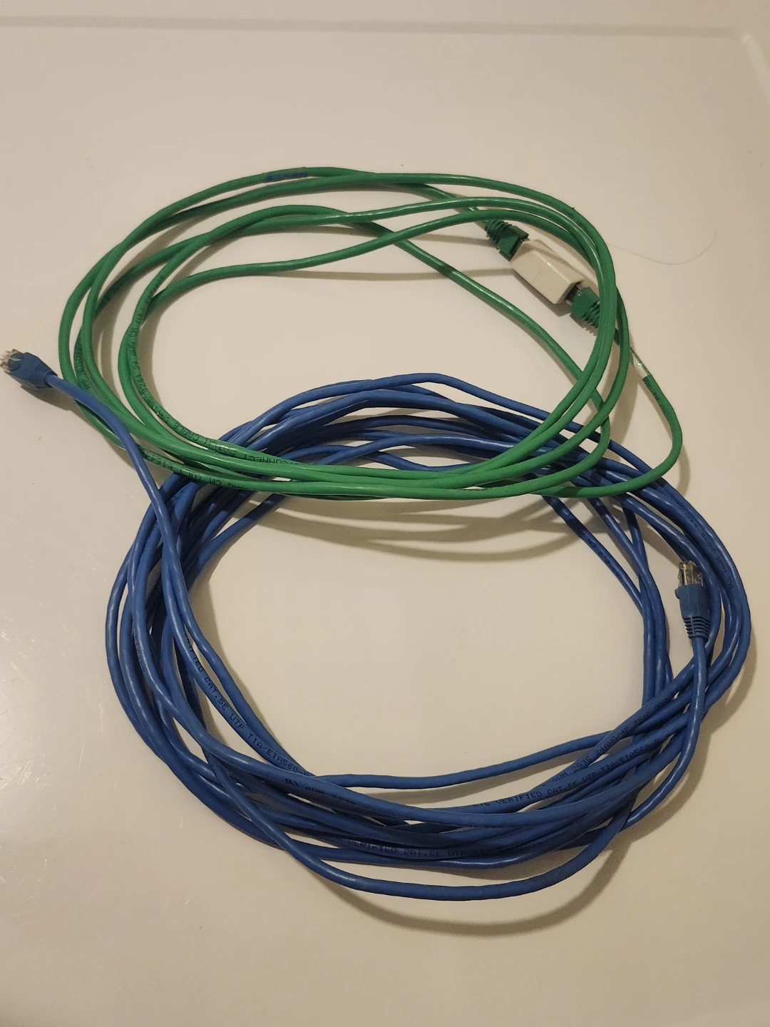 2x Ethernet Cables - Blue and Green