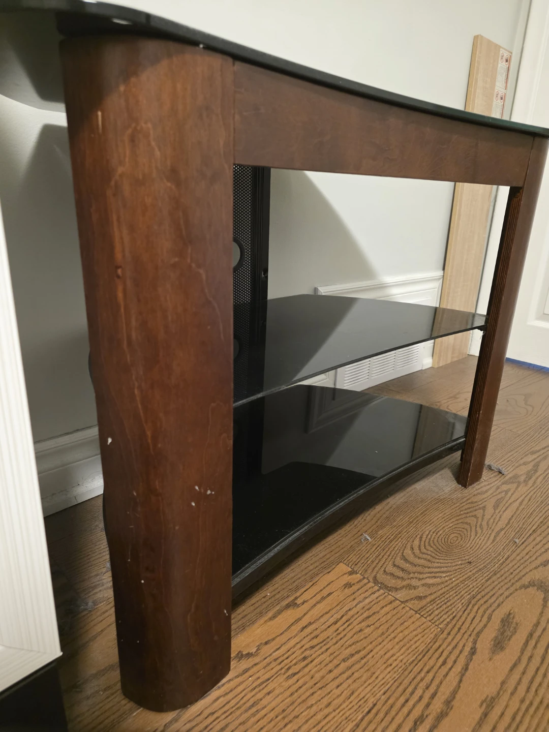 Glass and Wood TV Stand with Shelves - photo 3