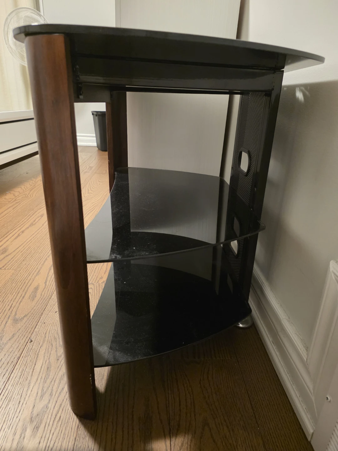 Glass and Wood TV Stand with Shelves - photo 4