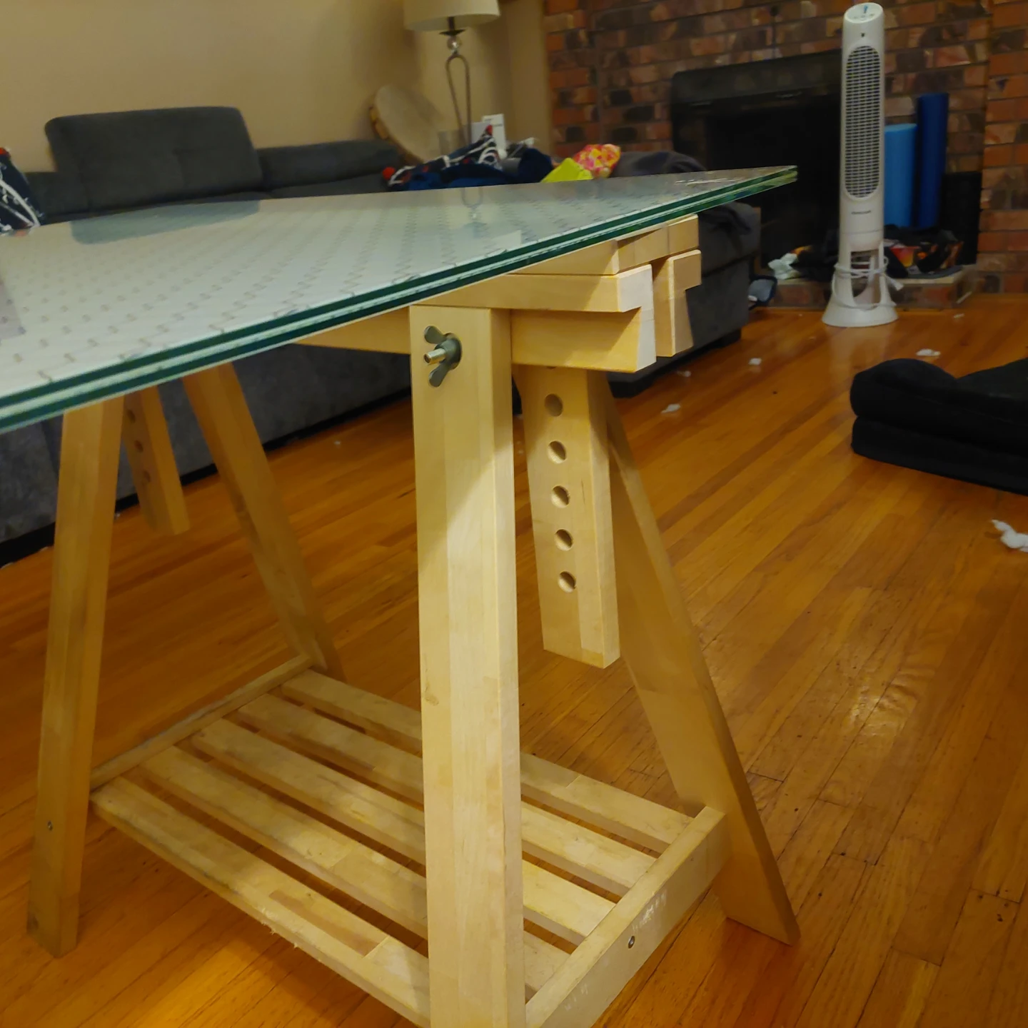 Adjustable Glass Top Drafting Table / Craft Desk - photo 4