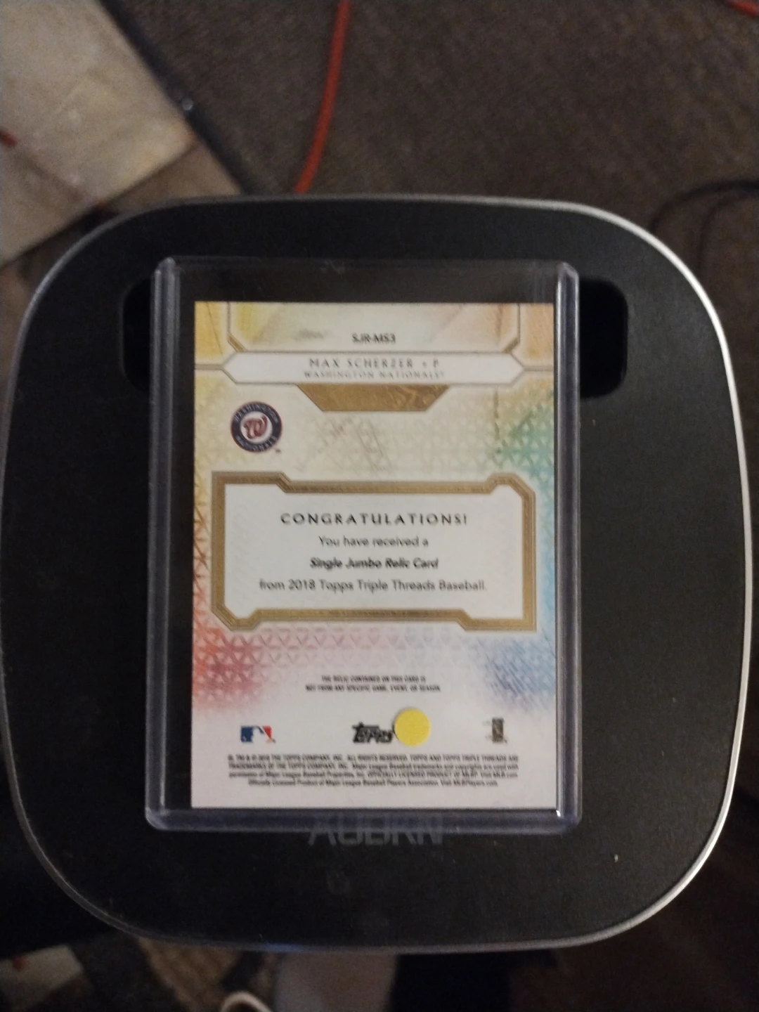 2018 Topps Triple Threads Max Scherzer Jumbo Relic Card 10/27 - photo 2