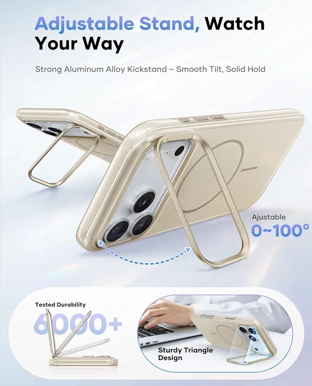 iPhone 17 Pro Case w/ MagSafe & Kickstand | Slim, White - photo 5