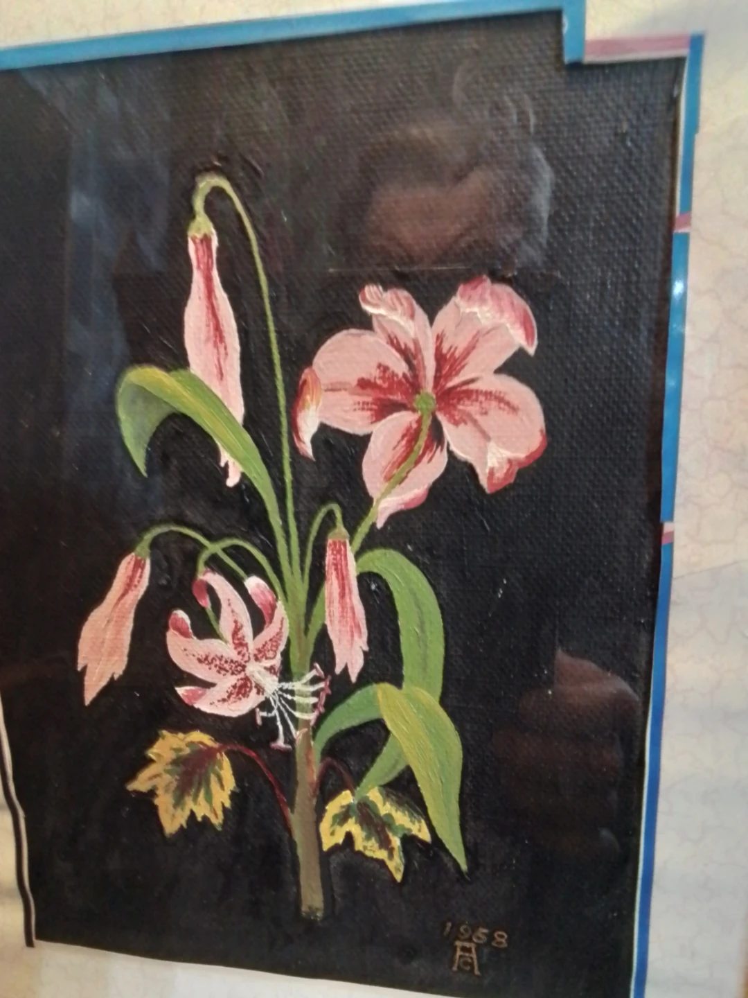 Vintage Signed Floral Oil Painting 1958 10x12" - photo 3