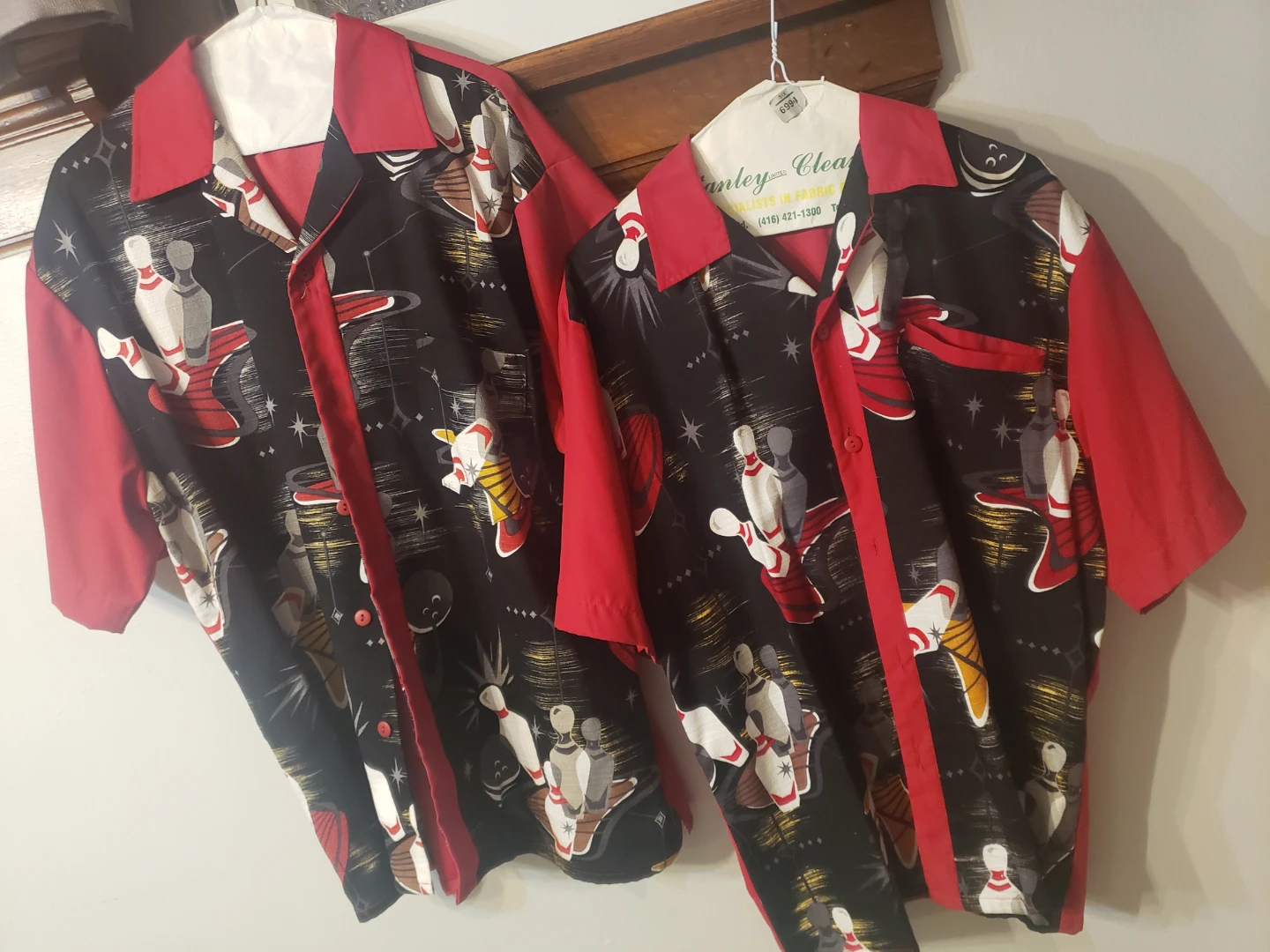 2 Bowling Themed Button-Up Shirts