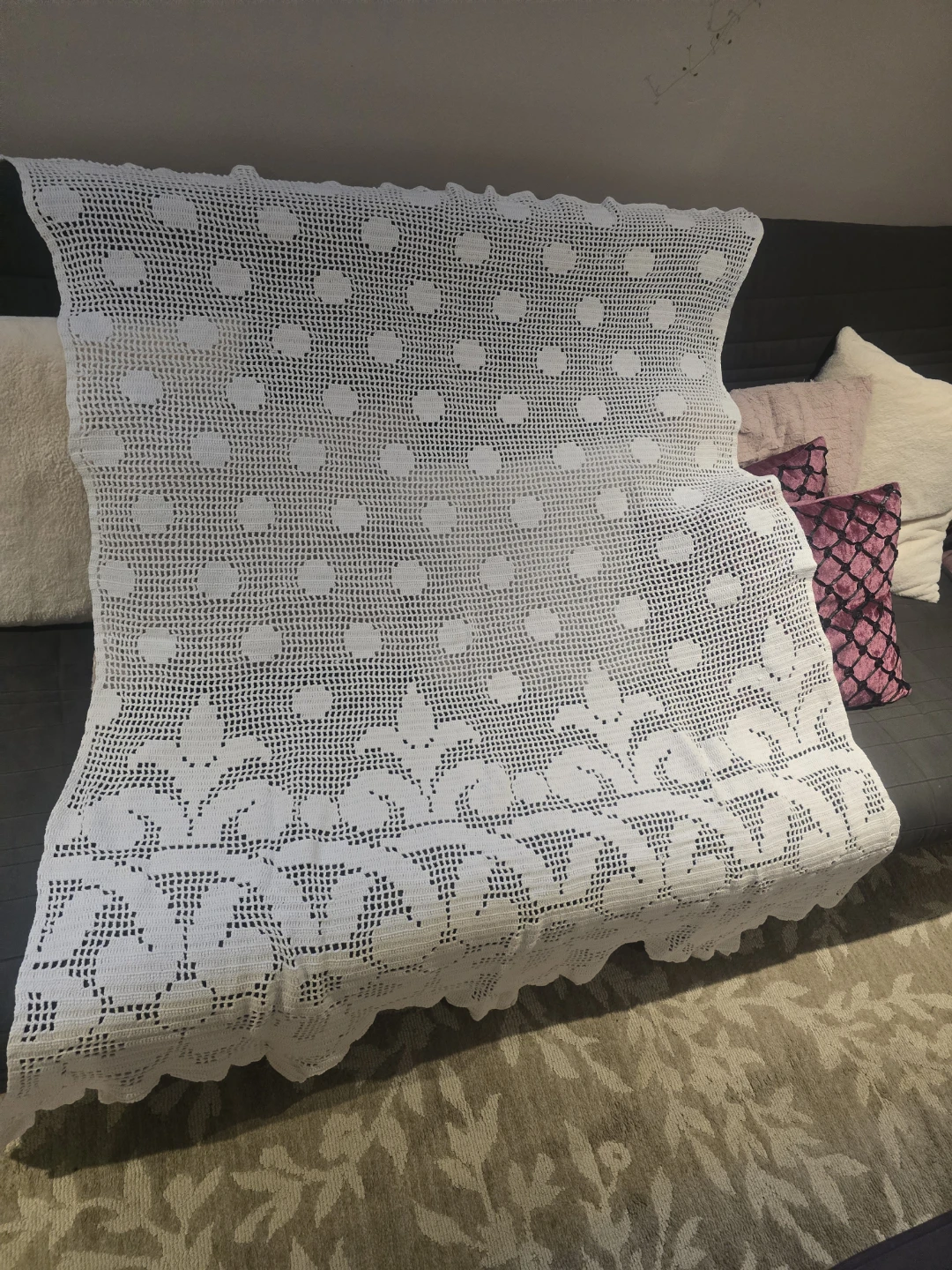 Crocheted curtain