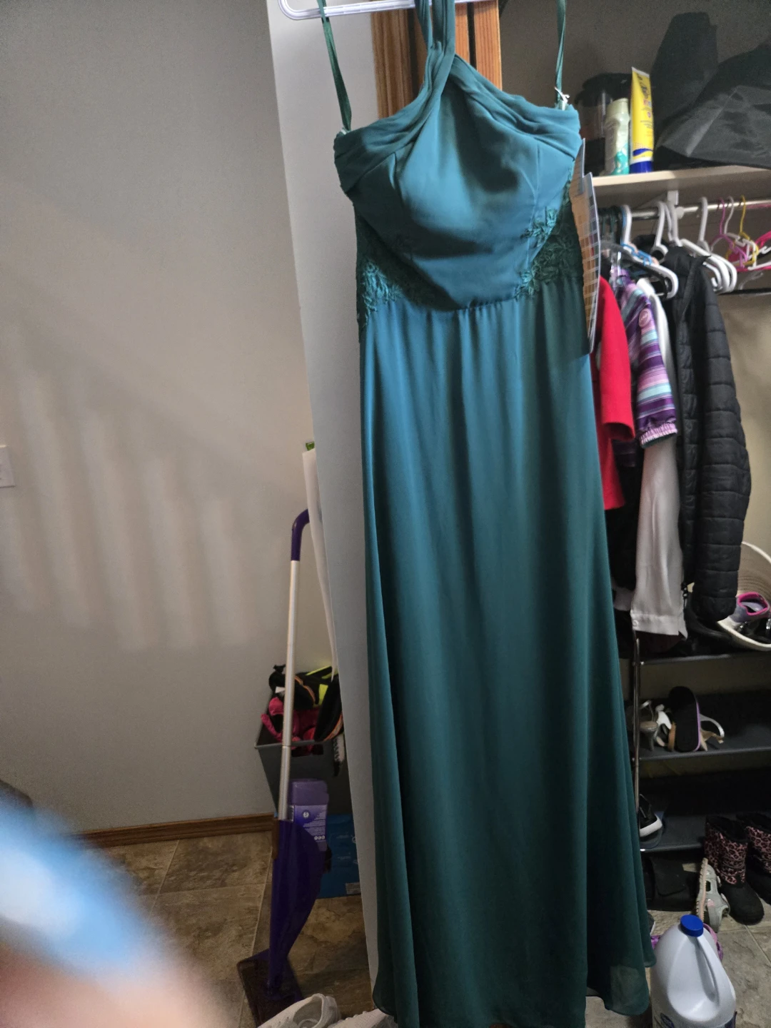 Mori Lee Emerald Green Halter Neck Maxi Dress