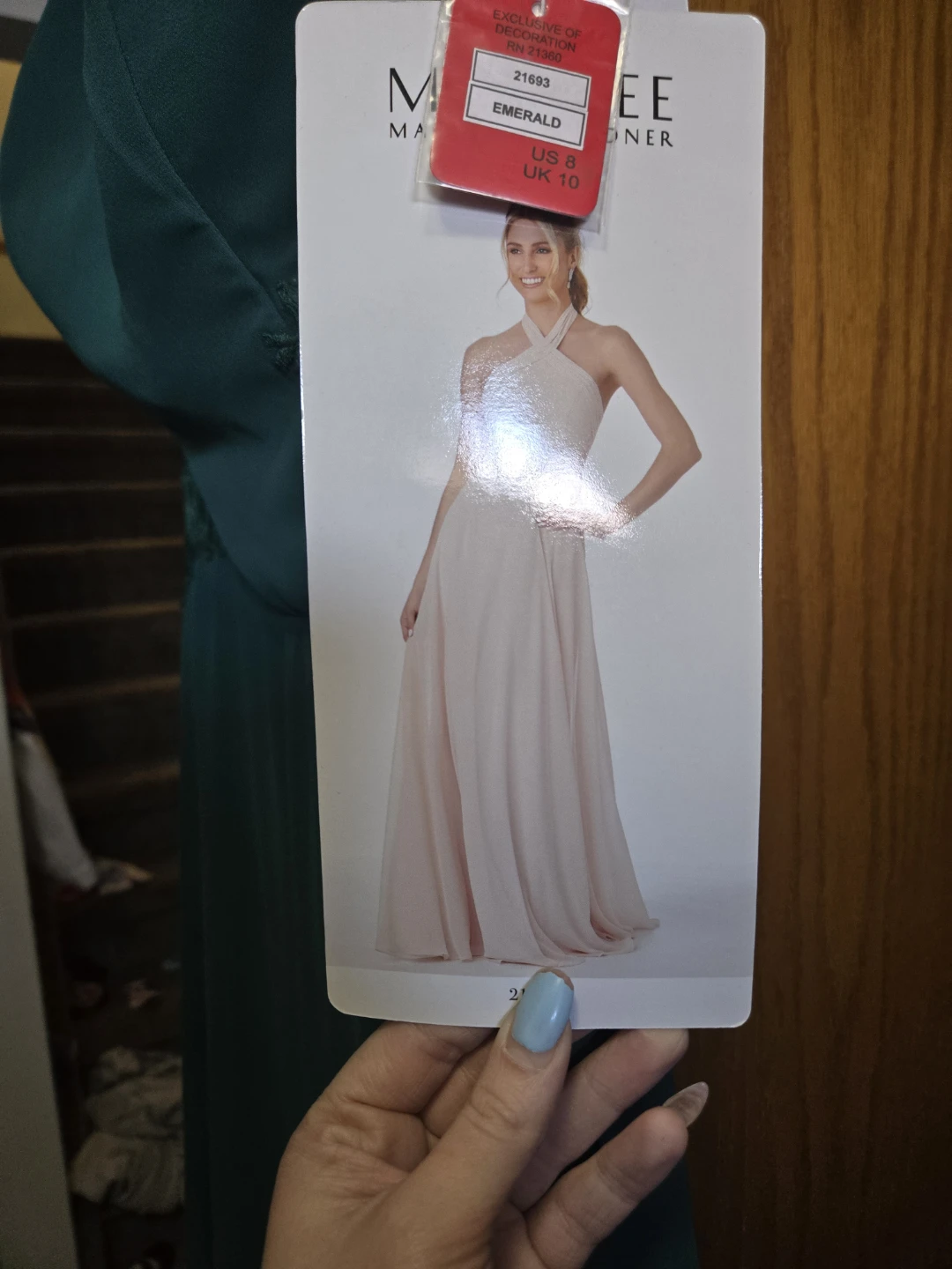 Mori Lee Emerald Green Halter Neck Maxi Dress - photo 3