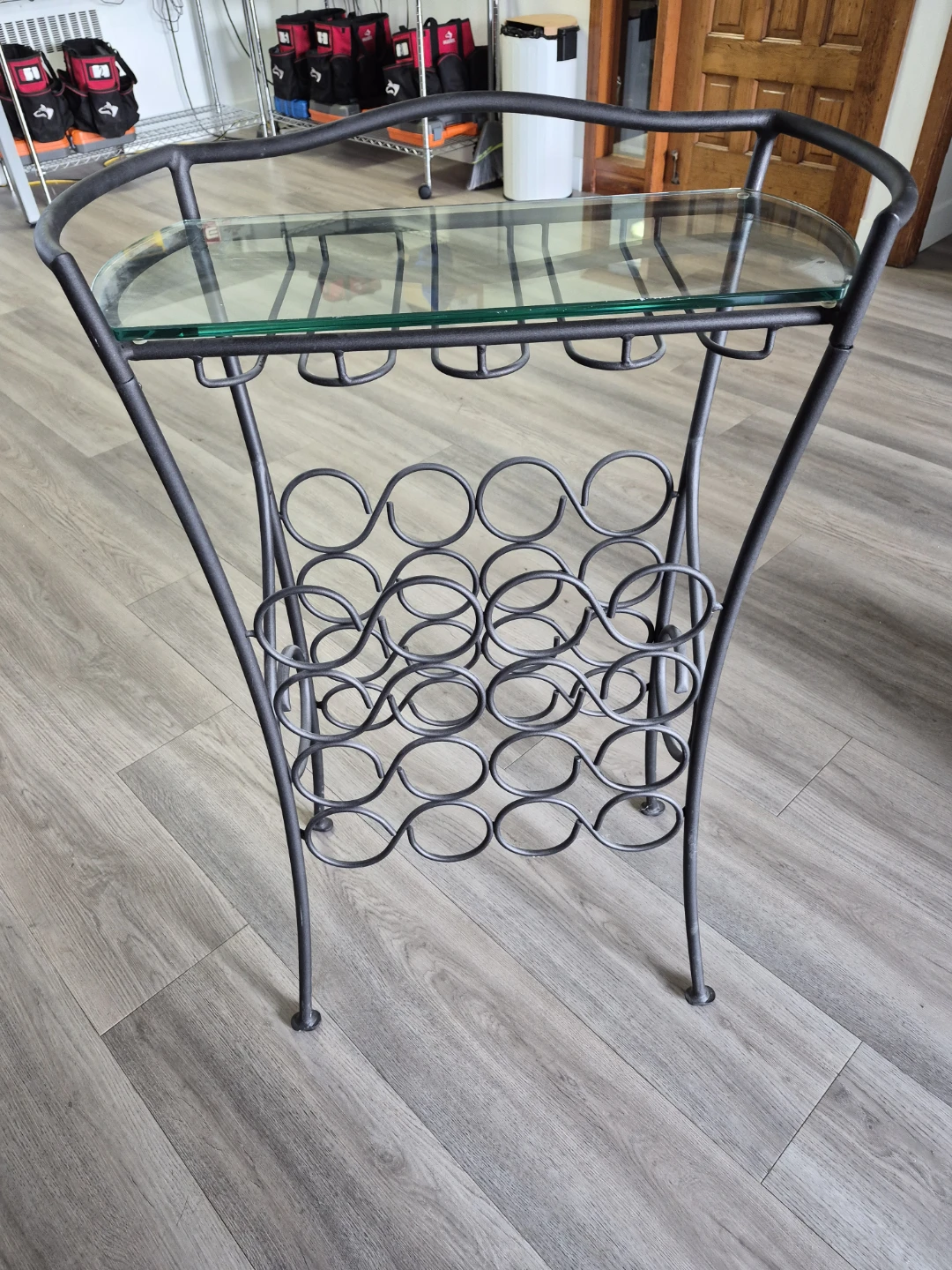 Metal and Glass Wine Rack Stand
