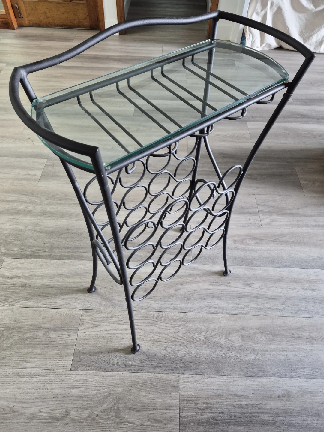 Metal and Glass Wine Rack Stand - photo 2
