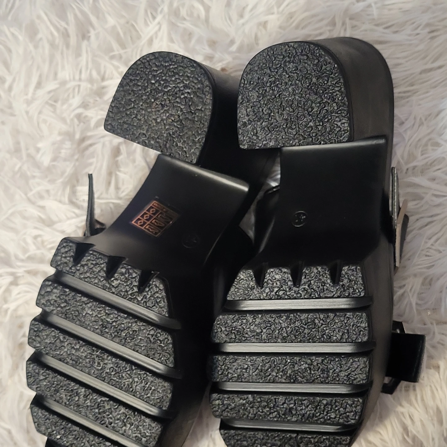 Black Chunky Platform Sandals with Buckles - photo 3