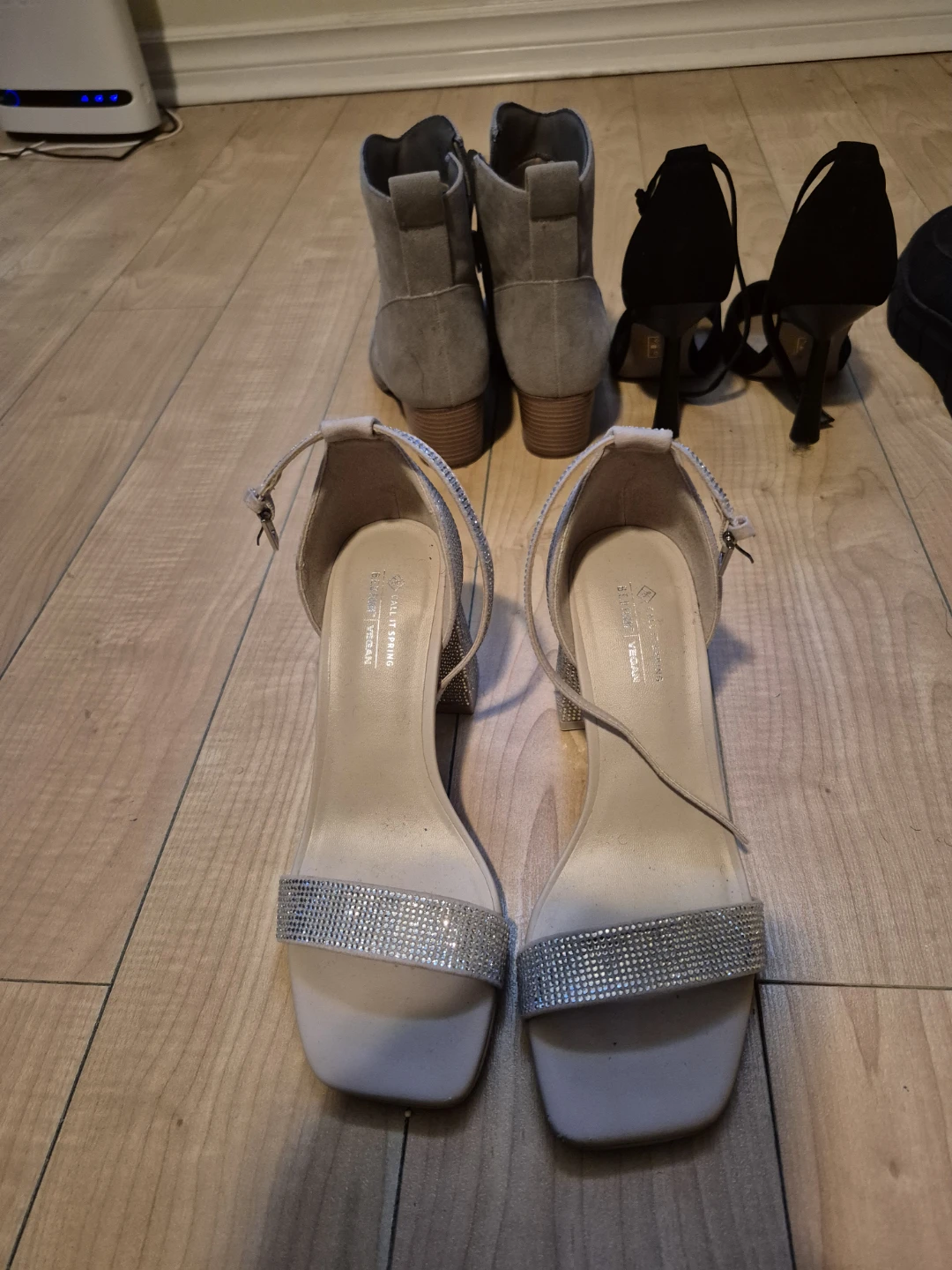 Call It Spring Vegan Rhinestone Block Heel Sandals