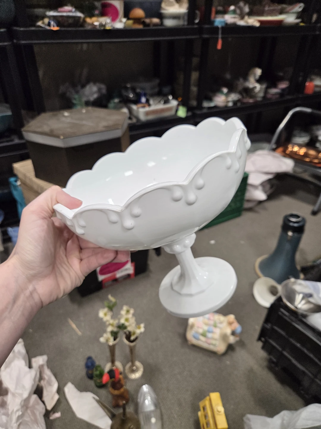 White Milk Glass Pedestal Candy Dish - photo 2
