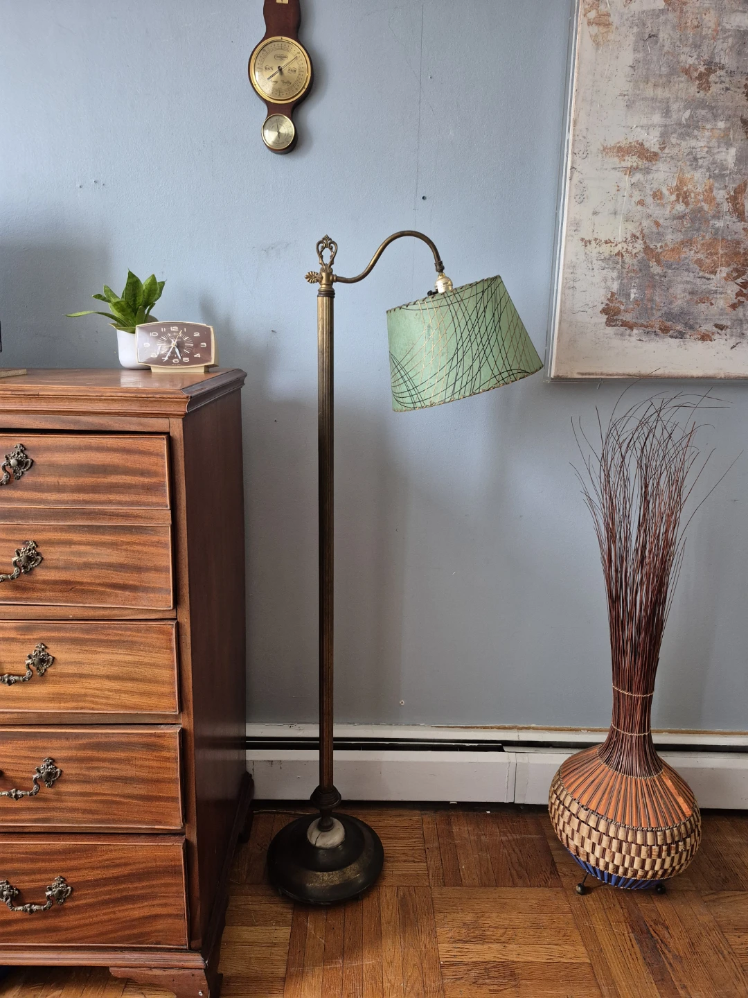 Vintage Brass Gooseneck Floor Lamp