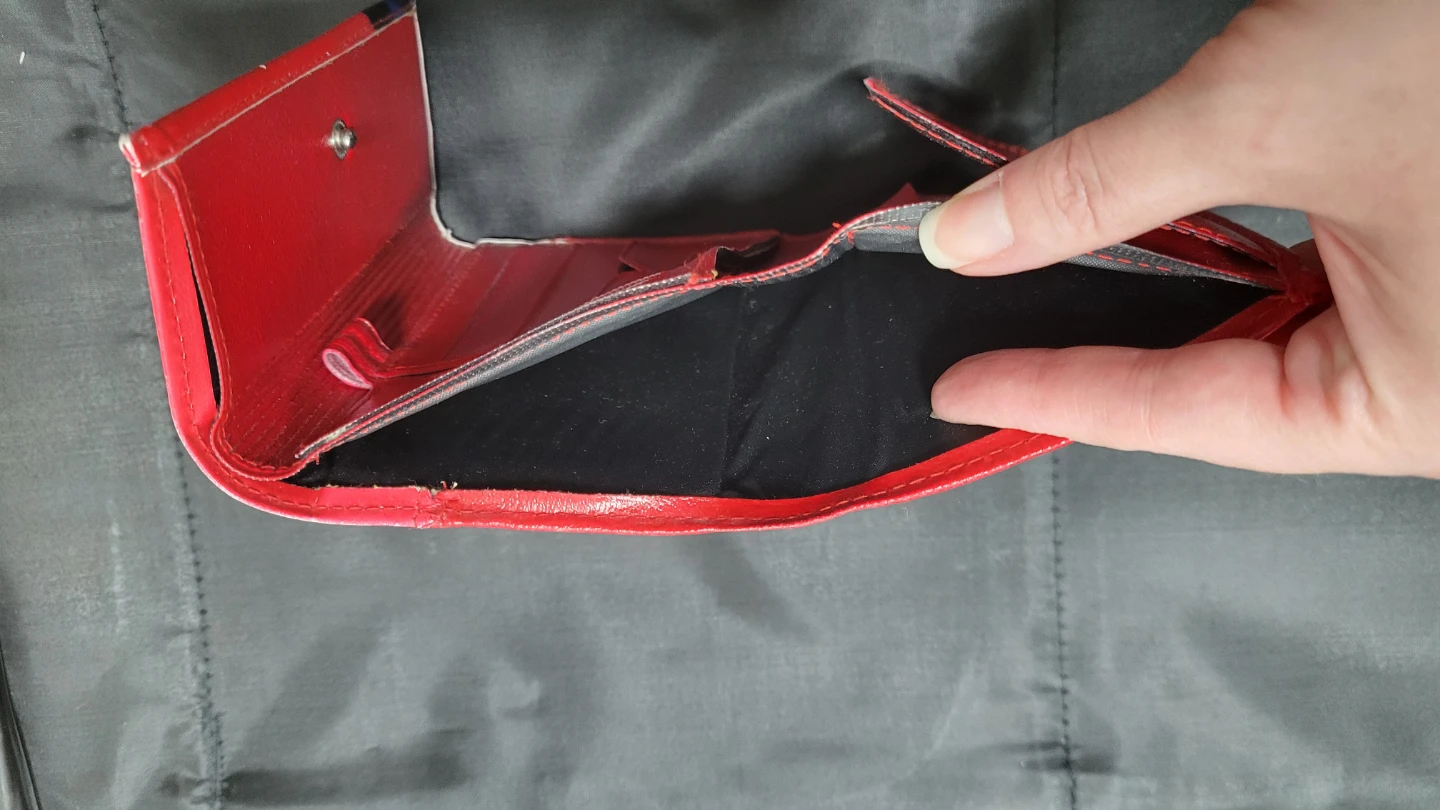 Red Tri-Fold Wallet with Butterfly Design - photo 5