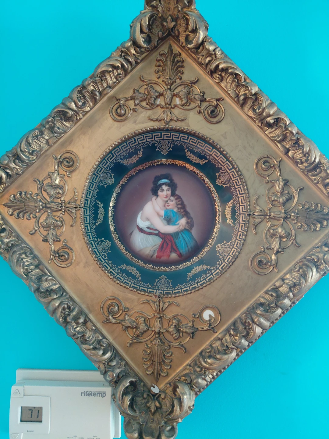 Ornate Gilt Framed Portrait of Mother and Child