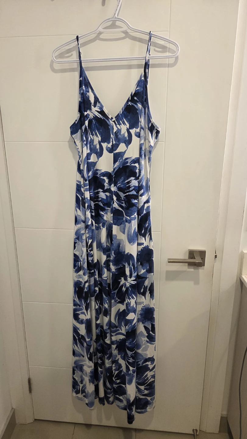 Fashion Nova Blue Floral Maxi Dress XL With Pockets