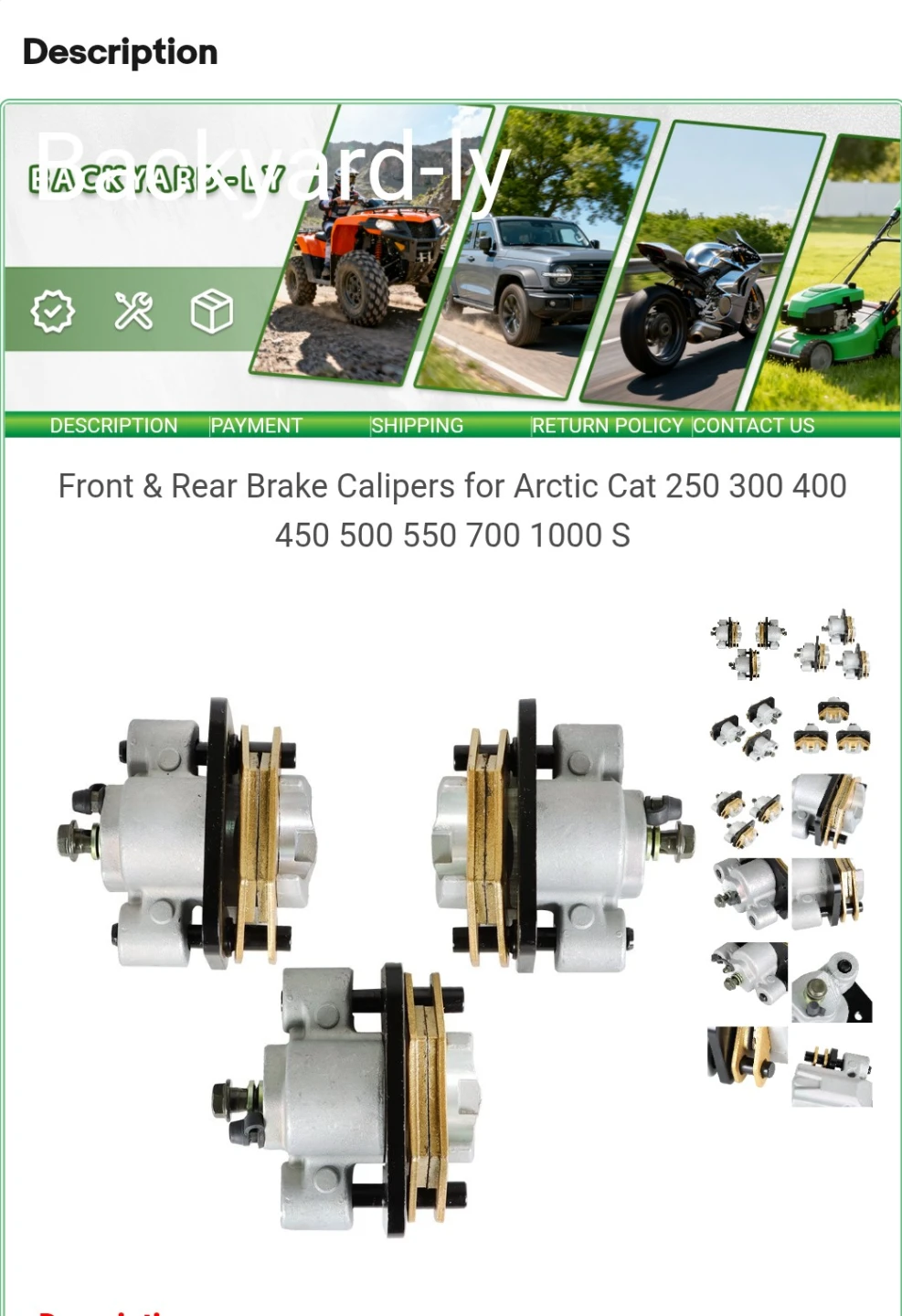 3-Piece Front & Rear Brake Calipers for Arctic Cat ATVs - photo 2