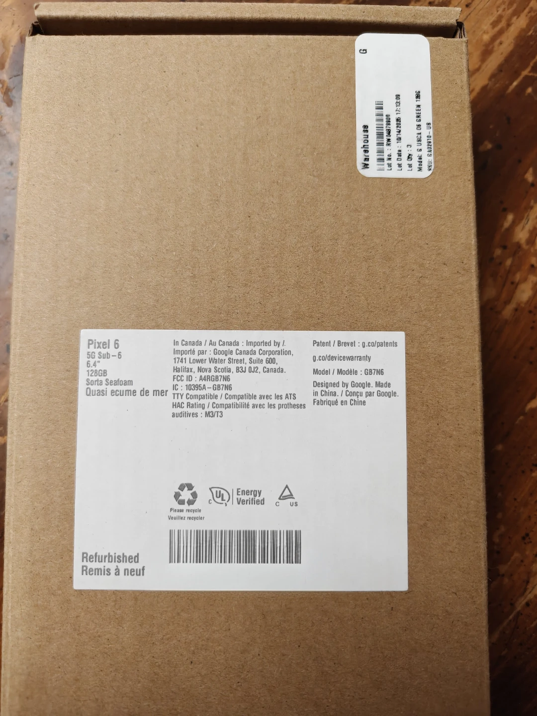 Sealed Pixel 6 128GB - Certified Refurbished - Seafoam - Unlocke