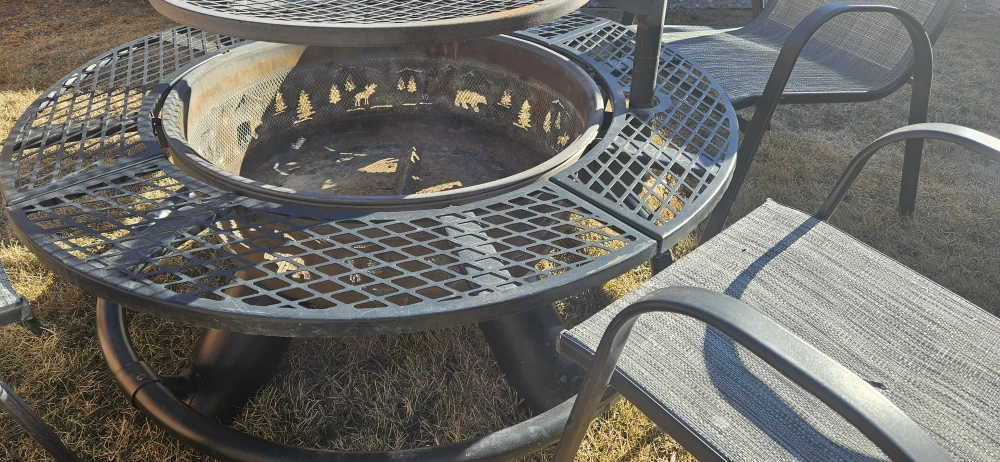 Round Metal Fire Pit with 4 Chairs - photo 2