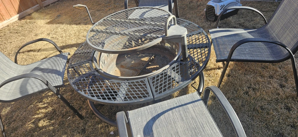 Round Metal Fire Pit with 4 Chairs - photo 3