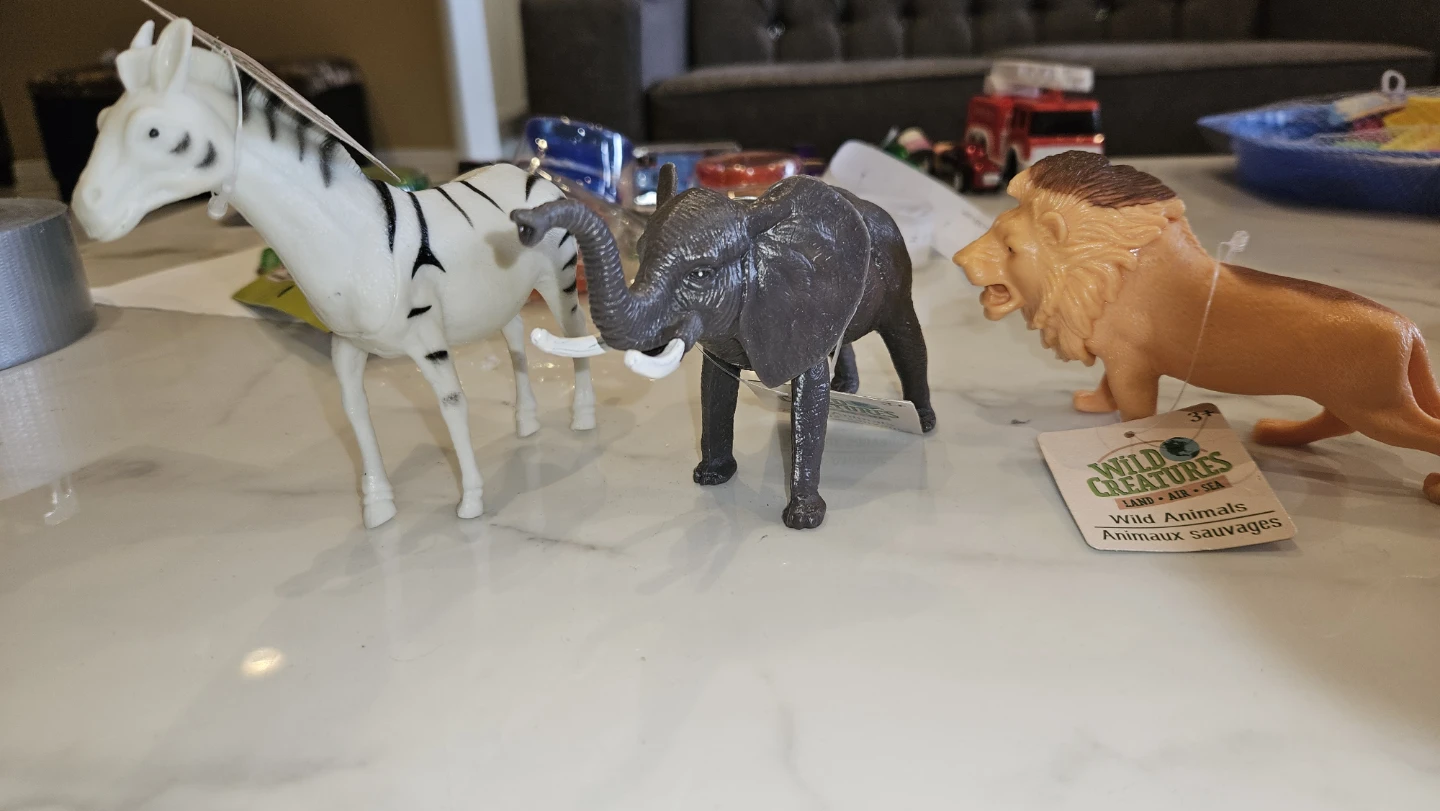 Wild Creatures Toy Animals - Lion, Elephant, Zebra