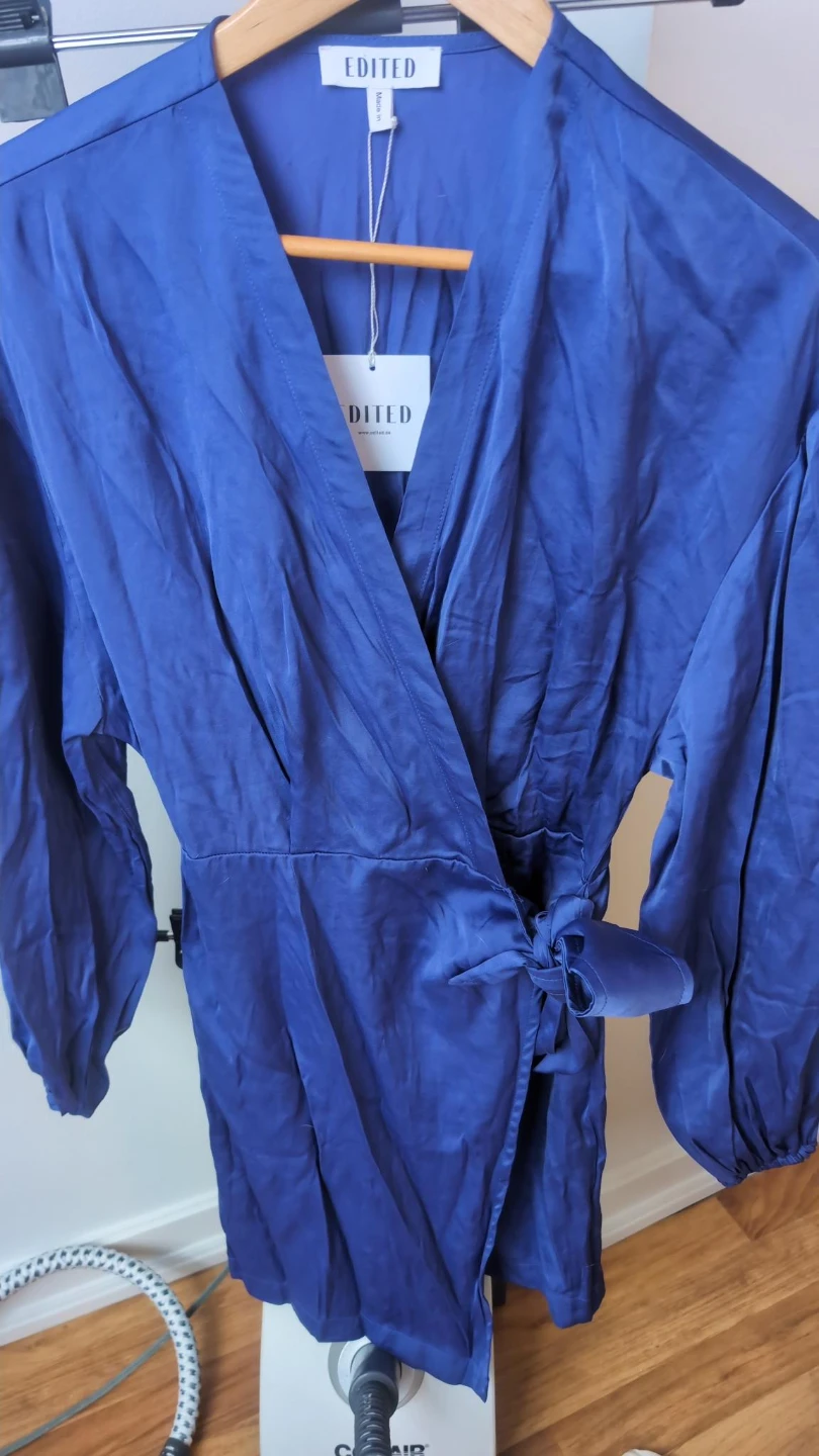 Blue Satin Wrap Dress Size S / EU 36