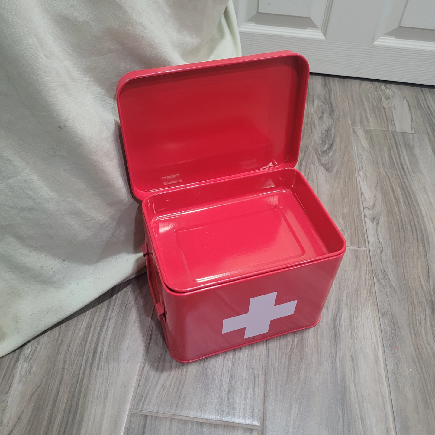 Red Metal First Aid Box with White Cross - photo 2