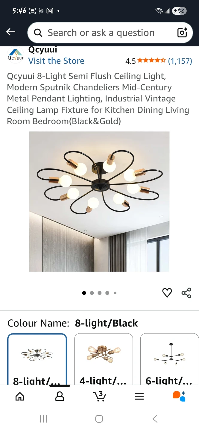 Qcyuii 8-Light Semi Flush Mount Ceiling Light Fixture
